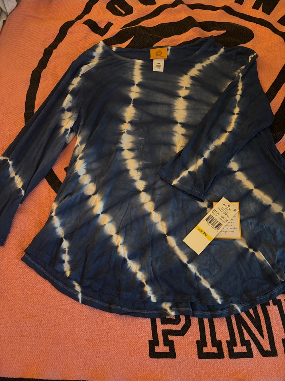 Ruby Rd. Blue & White One of a Kind Tie-Dye Long Sleeve Tunic